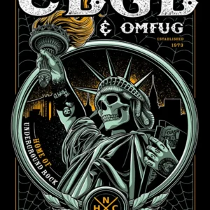 A poster of the statue of liberty with a skull and crossbones.