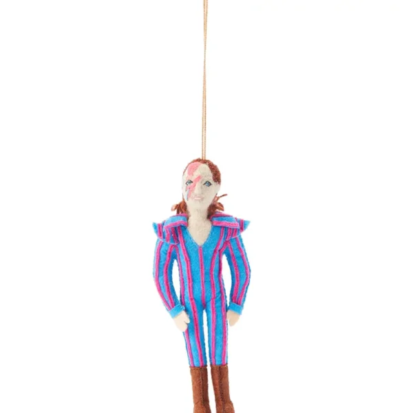 A toy doll hanging from the ceiling.