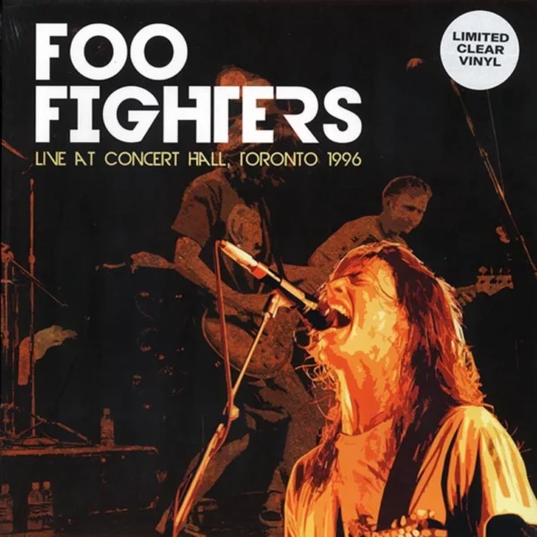 A picture of the cover for foo fighters live at concert hall, toronto 1 9 9 6.